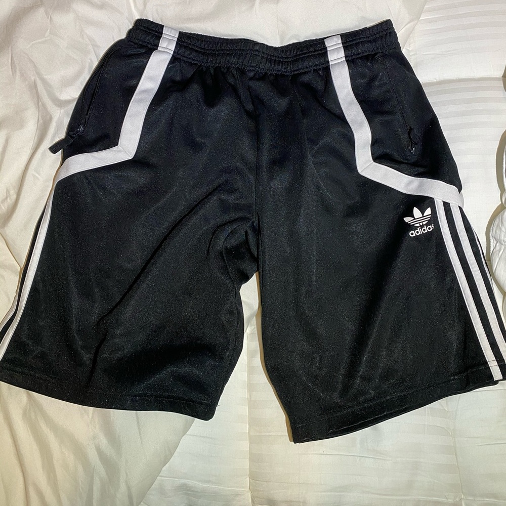 Black & white adidas shorts